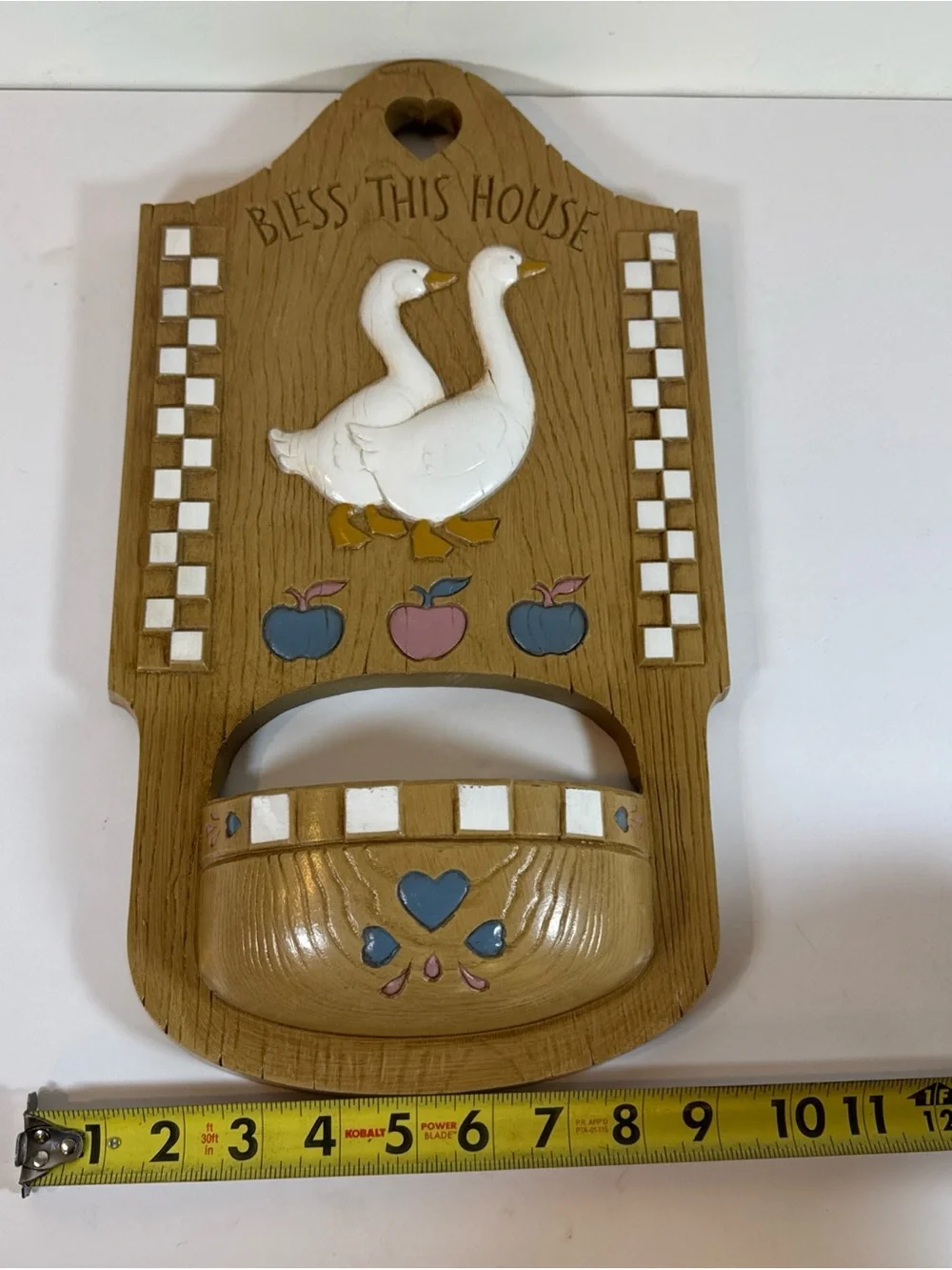 Rustic 'Bless This House' Goose Wall Pocket - White & Blue
